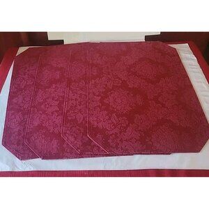 Holiday Red Poinsettias Reversible Fabric Placemats, 17"x12", Set of 4